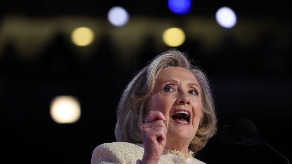 Former U.S. Secretary of State Hillary Clinton speaks onstage during the first day of the Democratic National Convention at the United Center on August 19, 2024 in Chicago, Illinois. (Photo by Justin Sullivan/Getty Images)