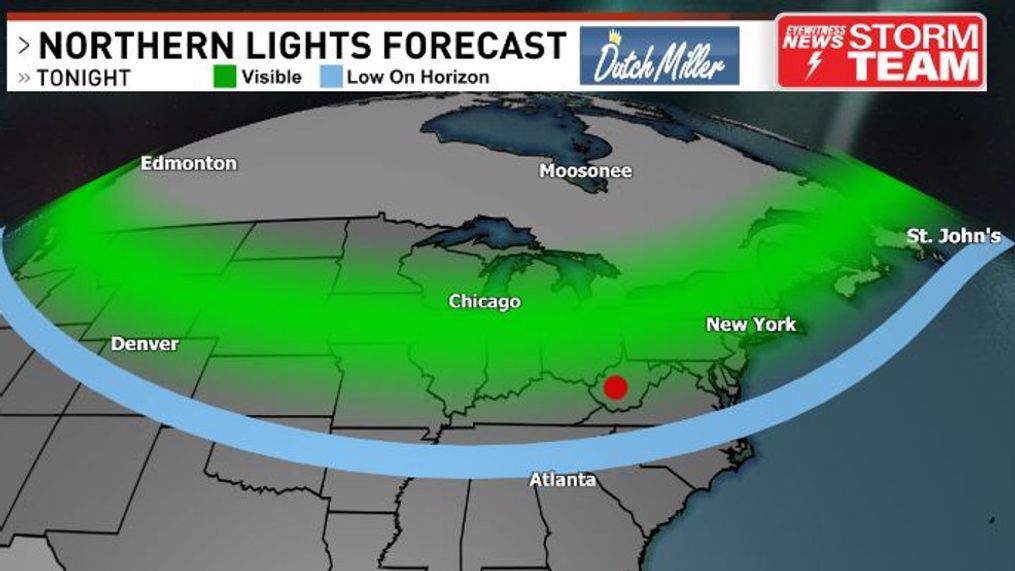 The northern lights very well could be seen in our skies Friday Night, and possibly lower on the horizon all the way down into Alabama. (WCHS){&nbsp;}{p}{/p}