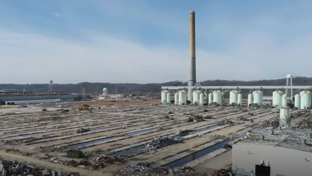 Photo shows the former Century Aluminum site in Jackson County, which must be cleared and cleaned of any toxic materials before it can be put on the market. (WCHS/WVAH)