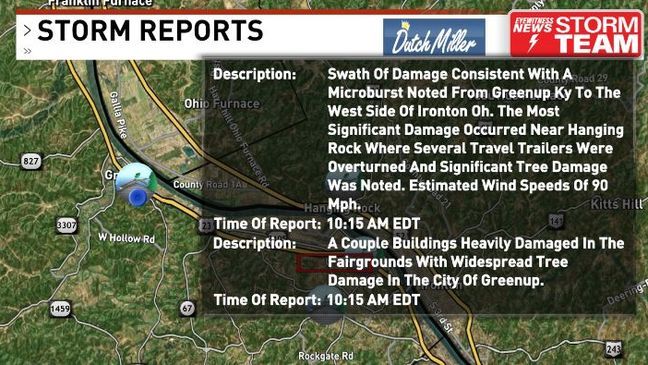 The National Weather Service has confirmed that at least two tornadoes touched down in Boyd County Tuesday morning. (WCHS)